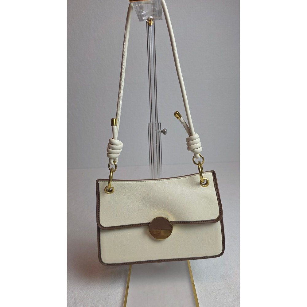 Scarleton Los Angeles Cream Vegan Leather Shoulder Bag Gold Swivel Clasp NWT